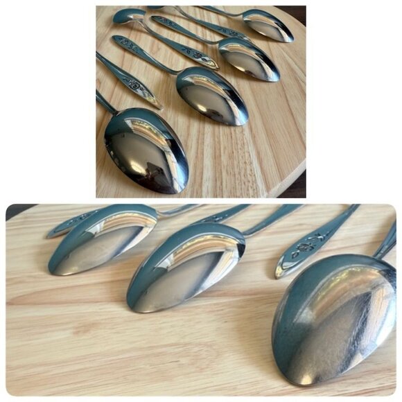 7 Vintage Oneida My Rose Serving Spoons 8 1/4 in - Picture 7 of 9